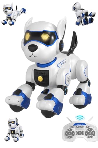 Onalix Perro Robot Interactivo Programable, Juguete Robot Recargable con Control Remoto, Comandos de Voz, Gestos y Detección Táctil, Mascota Electrónica Educativa para Niños y Niñas