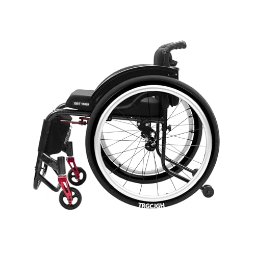 TRGCJGH Silla de ruedas para deportes, Ligera, aluminio, manual, Autopropulsable, para Adultos, Frenos manuales, Antivuelco(15.7' Seat Width,Silver)