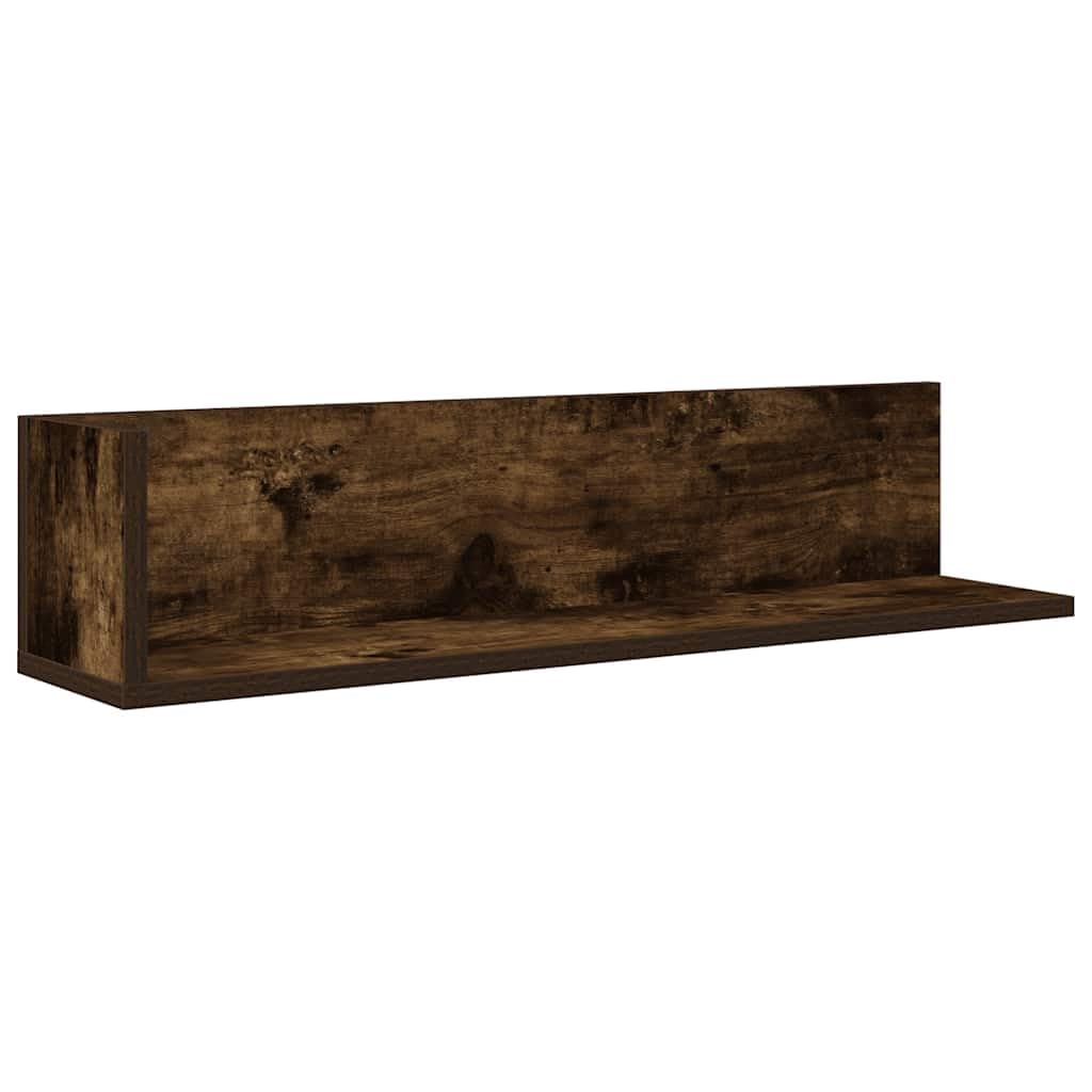 Wandregal Set 2 STK aus Holzwerkstoff Räuchereiche 75 x 16,5 x 16,5 cm Schweberegal mit 20 kg Belastbarkeit Modernes Design für Wohnzimmer Schlafzimmer Flur