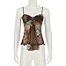 Women's Casual Summer Spaghetti Strap Tank Tops Vintage Boho Floral Cami Print Sleeveless V Neck Strappy Shirts (Brown,Small,2)