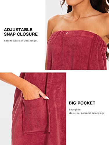 Image of Kniffi Shower Wrap Robe for Women Bath Body Towel Wrap Spa Soft bathrobe with Adjustable Snap Closure