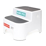 Dual Height UPPY2 Two Step Stool for Potty Training Kids and Toddlers to Wash Hands - Portable Non Slip Children and Toddler Stepping Stool for Toilet Bathroom or Kitchen (Gray)