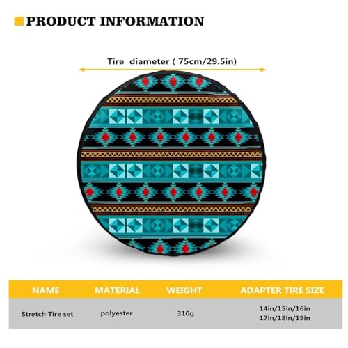 Image of Pensura Tribal Aztec Geometric Print Tire Covers Tire Wheel Protector Waterproof Wheel Cover - Universal Fits Tire Diameters 14-19 inches Camping Accessories