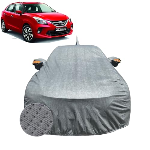 Image of Car Cover for Toyota Glanza (2019-2021) | 100% Waterproof Cover with Antenna & Reflective Mirror Pockets | Dustproof, Scratchproof, Heatproof Glanza Car Cover |Soft Cotton Lining| Grey