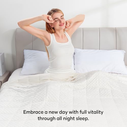 Image of Wemore Minky Dot Weighted Blanket for Adults Queen Size 12 lbs, Soft Cozy Heavy Blanket for Bed and Couch, Breathable Blanket for All-Season with Glass Beads, White 60 x 80 inches