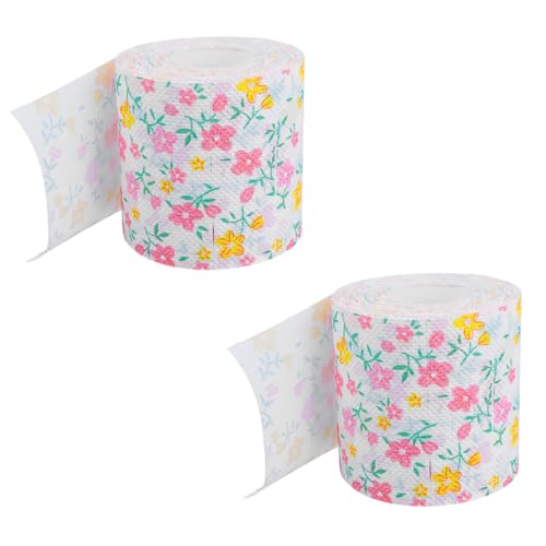 Alipis 2 Rollos de Papel Higiénico Rosa Estampados Divertidos, Papel Desechable sin Blanquear para Baño y Mesa de Comedor