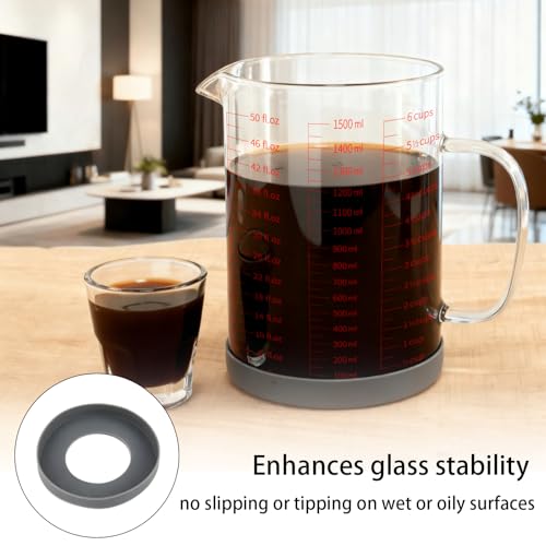 Vaso medidor de vidrio de 1500 ml con base de silicona miniatura 4