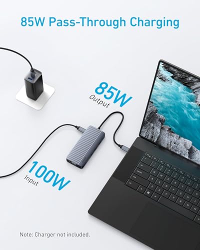 USB C Hub, hub USB-C con due display (10 in 1), display HDMI 4K a 30 Hz con Power Delivery da 100 W max, porte dati USB-C e USB-A da 5 Gbps per MacBook, Lenovo, Dell XPS, laptop HP e altro - Hub USB - Immagine 4