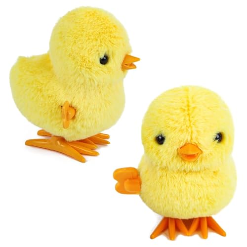 LUYANFX Giocattoli per Galline a orologeria,Giocattoli a Carica Pulcino, Giocattoli per Pulcini Saltellanti,Pulcini Pasquali di Peluche, Giocattoli Pasqua per Bambini, Regali di Pasqua (2 PCS)