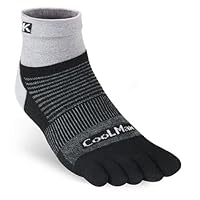 KWUKOTY 3-Pair Cushioned Compression Running Toe Socks Quarter | Coolmax Lycra | Grey Men & Women Size 9-12