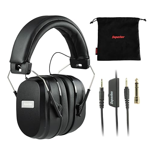 Superlux HD667 Professional Drummer Isolation Headphones Wired - 32 Ω Over Ear Headphones with Noise Cancelling, Closed Back, Noise Reduction for Ear Protection Recording Monitoring Guitar Keyboard
