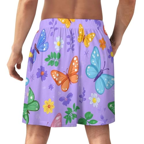Butterflies Mens Pajama Shorts Sleep Lounge Shorts Pj Bottoms with Pockets3