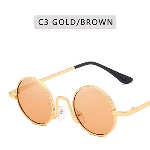 Preisvergleich Produktbild Sonnenbrille Mode Runde Sonnenbrille Frauen Retro Sonnenbrille Linse Legierung Weibliche Brillenrahmen Fahrer Brille -C3