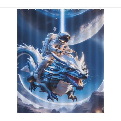 Rideau de douche dragon anti éclaboussures en tissu polyester 152x183 cm - 7