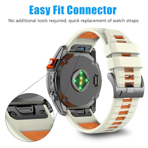 Image of 22mm Compatible with Garmin Fenix E /8 /8pro AMOLED 47mm /Fenix 7 /7 Pro /6 /6 Pro /5 /5 Plus Watch Band,Soft Quickfit Silicone Straps for Forerunner 970 965 955 /Approach S70 47mm /tactix 8 /quatix 7 8 47mm