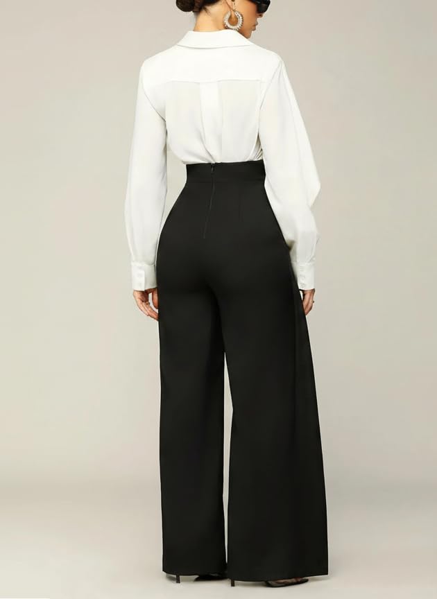 Image of GRECIILOOKS Trousers for Woman | Womens High Rise High Waist Flared Korean Style | Formal Pant for Women Office Wear| Track Pants for Womans Elegant for College & Events (Available in Plus Size)