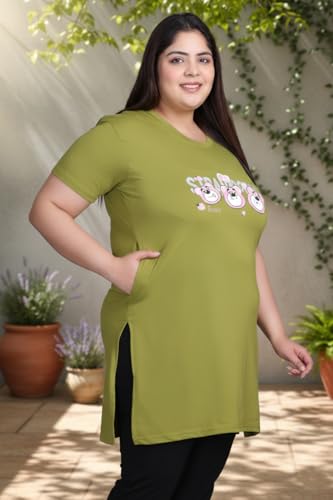 Image of In Love Women's Plus Size Printed Cotton Long-Line T-Shirt with Pocket