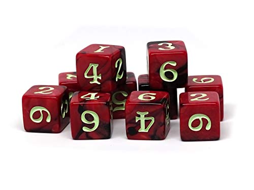 Army #7 D6 Collection - 10 Count Pack of Numbered 6 Sided Dice - Perfect for Tabletop War Games and RPGs