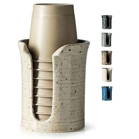 YHOJOY Ceramic Bathroom Cup Dispenser Holder Cover
