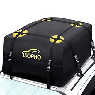Isopho car roof bag 15 cubic ft waterproof rooftop cargo carrier with 6 heavy duty straps excellent military quality roof cargo bag for cars with or without racks resist outdoor dust storm
