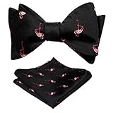 Alizeal Mens 2pcs Animal Bow Tie Set Flamingo SELF-TIED Bowtie and Hanky for Wedding-Black