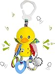 Funsland Pram Toys for Babies 0-6 Months, Clip On Car Seat Stroller Toys with Hanging Rattle, Newborn Sensory Toys for Baby Girls and Boys, Crib Travel Activity Plush Toys for Toddler 6-12 Months