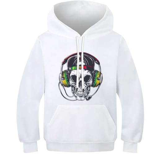 Hoodie Colorful Crâne pull imprimé 3D enfants avec poche pour ado 10-12Y