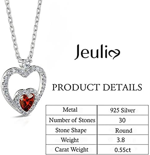 Miniatura 2 de Jeulia Collar de corazón de diamantes de plata de ley con doble corte de corazón infinito, colgante de amor infinito de cristal transparente