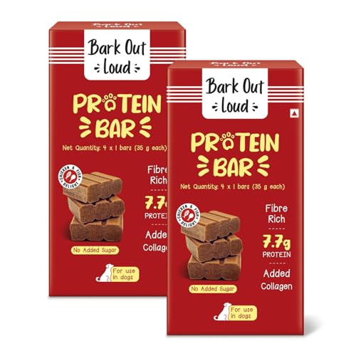 Image of Bark Out Loud Dog Treats Protein Bar | Chicken & Fish with Collagen | High-Fiber Pumpkin Dog Snack | No Added Sugar | Supports Digestion, Muscle & Coat | 35 GMS Each (Pack of 8)