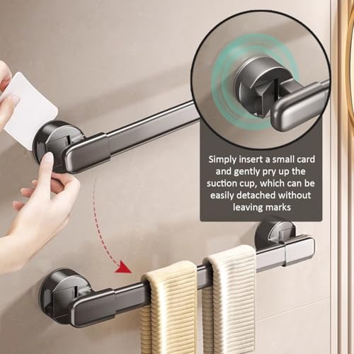 Image of 2Pcs Suction Cup Door Handles Punch-Free Shower Handles Removable Strong Hold Vacuum Handles for Windows Cabinets Wardrobes Multifunctional Towel Bar for Bathroom Toilet Short
