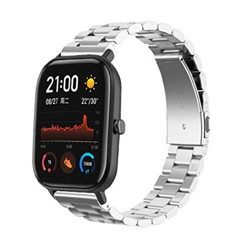 Metalica Correa Compatible con GTS de 20 mm, Correa de Acero Inoxidable Agradable reemplazo Pulsera Saisiyiky(Plata)