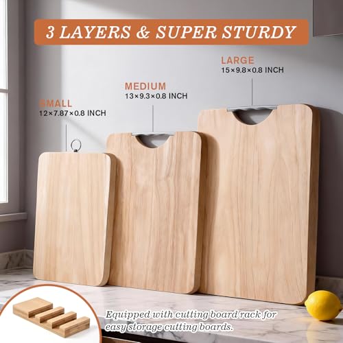 Set de tablas de cortar de madera con soporte y 3 piezas miniatura 6