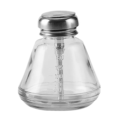 SOESFOUFU Drop-shaped Glass Nail Polish Remover Refillable Bottle 180ml Press Pump Bottle for Liquid Storage