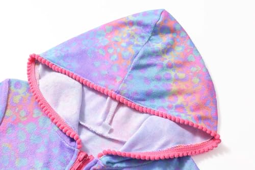 LUCKYGAL Girls Swim Cover Up Kids Swimsuit Coverup Terry Zip-Up Beach Bathing Suit Wraps with Sunglasses - Image 4