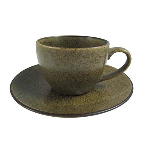 Image of Hitkari Porcelain Bio Matt Cup & Saucer Set of 6 Pair | for Morning & Evening Tea | Material: Porcelain |with Elegant Design |(12 -Pieces,Brown)