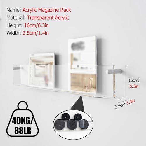Revistero de pared de acrílico transparente organizador grande de 90cm 3