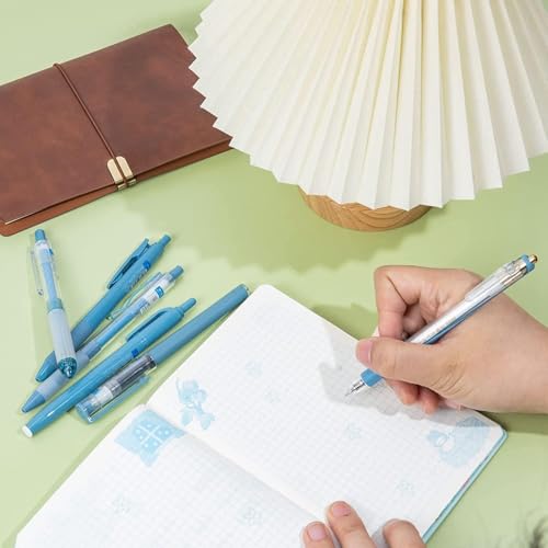 Image of COOFANDY Blue Gel Ink Pen Set 0.5mm Fine Tip - Aesthetic Stuff Retractable Rolling Ball Pen Smooth Writing Office School Journaling Drawing - Simple Light Luxury Stationery Gift