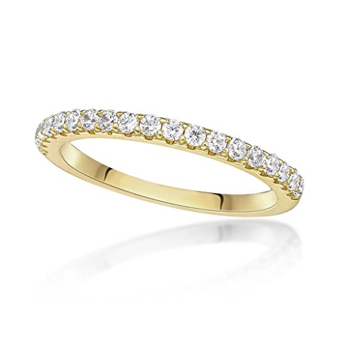 NANA 3/8cttw Swarovski Zirconia CZ Wedding Band/Stack Ring 10k Yellow Gold Size 6