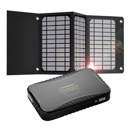 MARBERO Estación de energía portátil de 16000 mAh, generadores de camping, batería de iones de litio de 51.2 Wh, fuente de alimentación solar con USB QC3.0, puertos tipo C para viajes en casa, apagón,