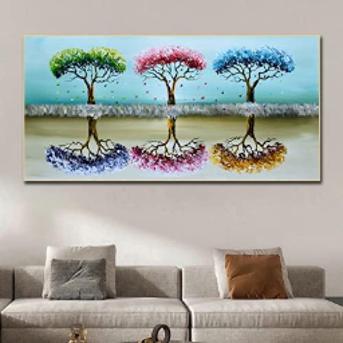 Toile paysage arbre coloré KEBIA grand format pour créer une ambiance zen au salon
