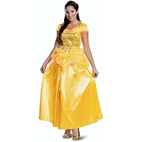 Disney Official Premium Belle Costume for Women - Made with Super Soft Satin - Beauty and the Beast Costume Dress, Christmas Halloween Adult Princess Costumes for Women Size M Cover