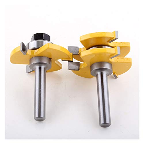 Drill bit Tool milling Cutter Head 2 pc 8mm Shank Tongue & Groove Joint Assembly Router Bit Set 3/4