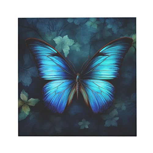 Toile murale papillon bleu haut de gamme avec cadre robuste - 3