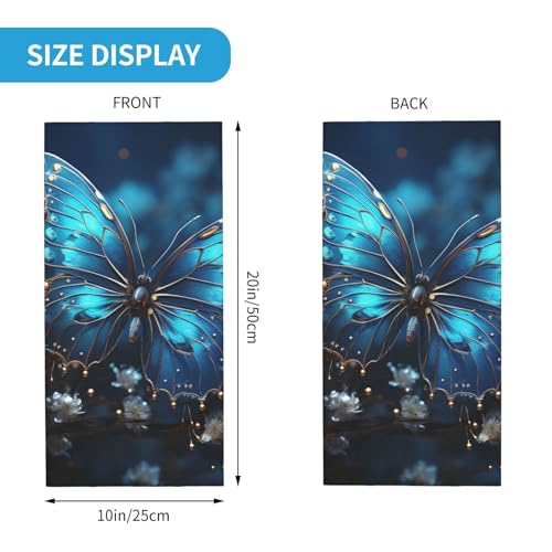 Neck Gaiter Face Mask UV Protector Scarf Breathable Windproof Face Cover Blue Butterfly and Moon Balaclava Summer Cooling Gator Cover Seamless Bandana Head Wrap for Men Women3