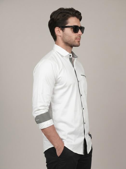 Image of Diverse Men's Cotton Blend Shirt with Pocket Design Spread Collar Full Sleeves Regular Fit and Standard Length | Comfortable Cotton Casual Shirt for Man