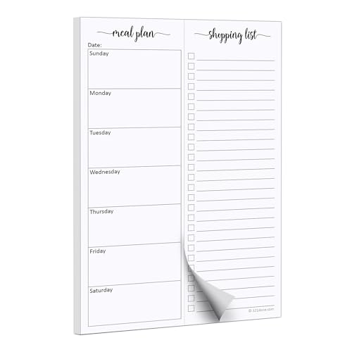 321done magnetic meal planning pad 55x85 meal plan grocery list combo made in usa weekly menu plan with tear-off shopping list magnet to stick to fridge 50 perforated pages sunday start
