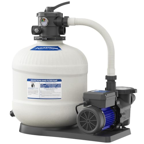 Image of AQUASTRONG Sand Filter Pump for Above Ground Pool with Timer, Dual-Speed Pool Pumps Above Ground, Pool Filter With 6-Way Valve, Improved Circulation and Filtration, 20in, Up to 21000 GAL