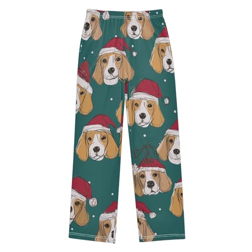 ZZXXB Beagle with Hats Boys Long Pants Soft Trousers Elastic Waist Kids Lounge Bottoms with Pockets S-XL