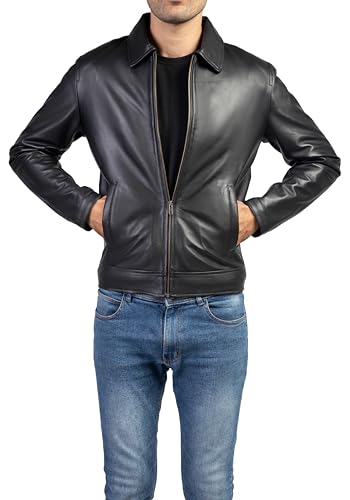 Jild Polo Collar Premium Leather Jacket Men - Old School Classic Style Everyday Wear Real Lambskin Mens Leather Jacket4