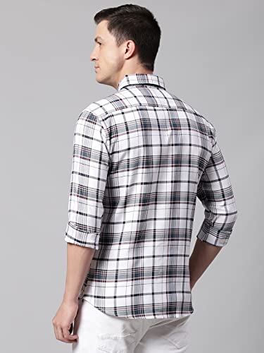 Image of Dennis Lingo Checkered Slim Fit Casual Shirt with Spread Collar for Men